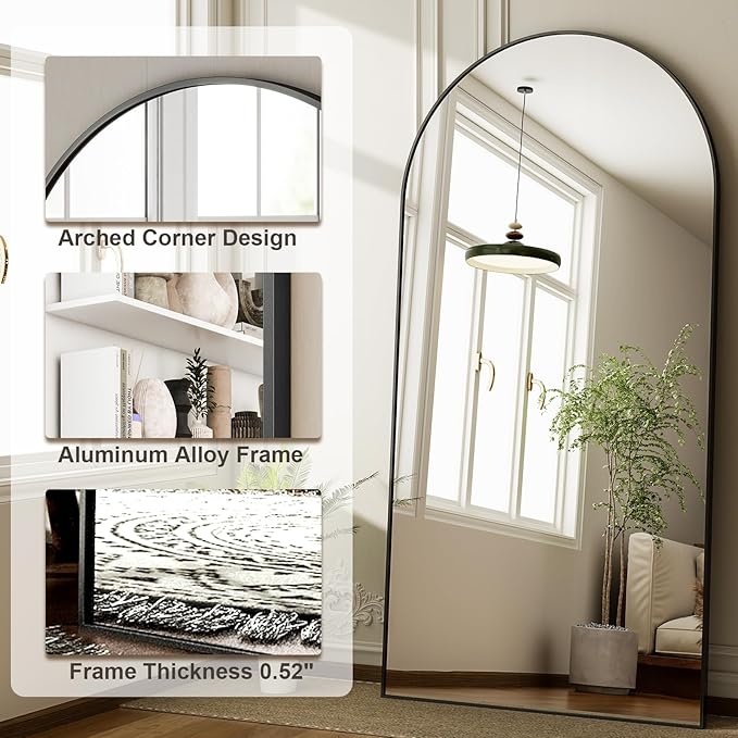 HARRITPURE 71"x30" Arched Full Length Mirror Free Standing Leaning Hanging