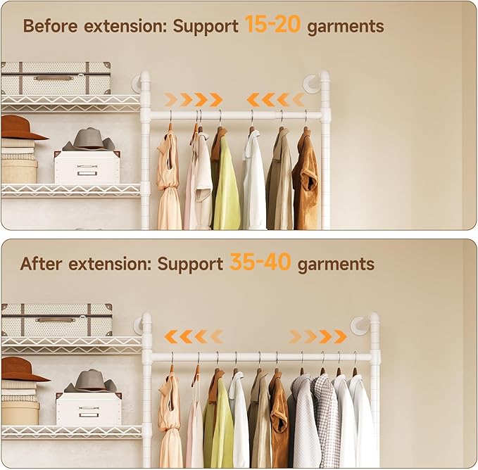 ONBRILL L7 Wall Mounted Industrial Pipe Clothing Rack – Heavy Duty Modular
