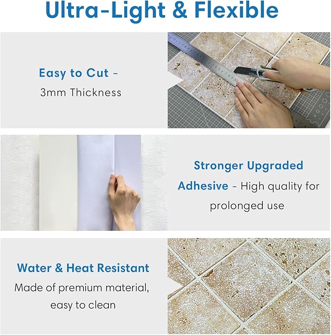 COMSTICKC Peel and Stick Faux Stone Wall Sticker Wall Panels, Not Real Stone