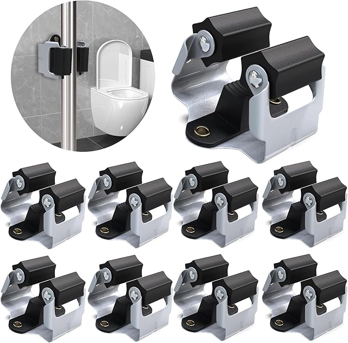 3-H Mop and Broom Holder Wall Mount 8 Pack, Broom Holder for Garage Garden Shed Storage System Laundry Room Home Kitchen Organization (Black)
