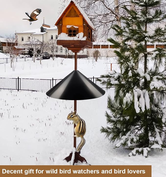 Garbuildman Squirrel Baffle for Bird Feeder Pole, Outside Pole Mount Bird House Guard for Outdoor Shepherd’s Hook, 19 Inch Diameter, 1 Pack
