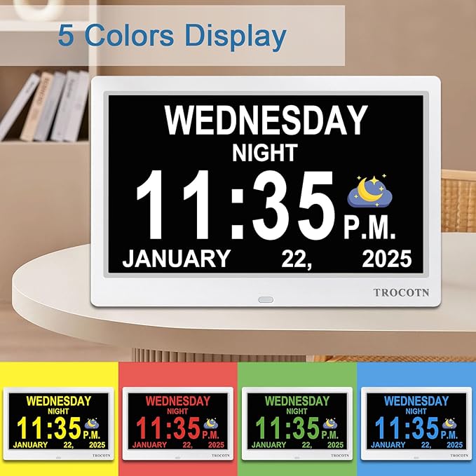 TROCOTN Dementia Clocks, Large Display Calendar Alarm Clock