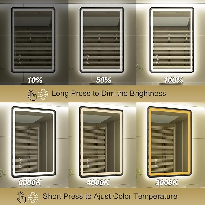 24x36 Inch LED Bathroom Mirror