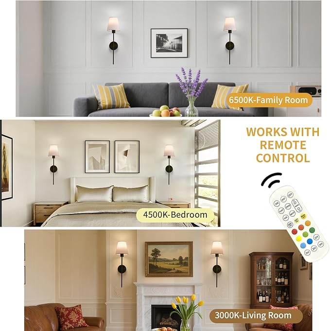 Wall sconces Set of Two Battery Operated – Rechargeable Wireless Wall Lights