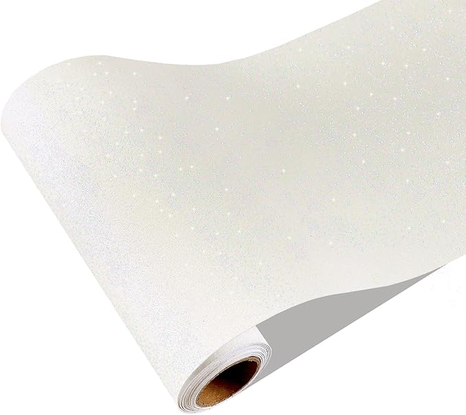 CRE8TIVE Off-White Glitter Wallpaper Border Peel and Stick Wall Border Glitter