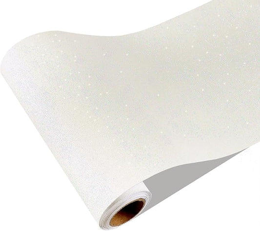 CRE8TIVE Off-White Glitter Wallpaper 8"x354" White Peel and Stick Wallpaper