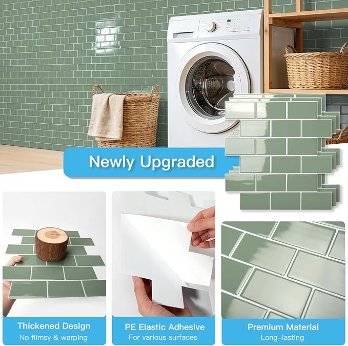 Art3d Peel and Stick Wall Tiles in Teal – 10-Pack of 12 x12 Thickened Design