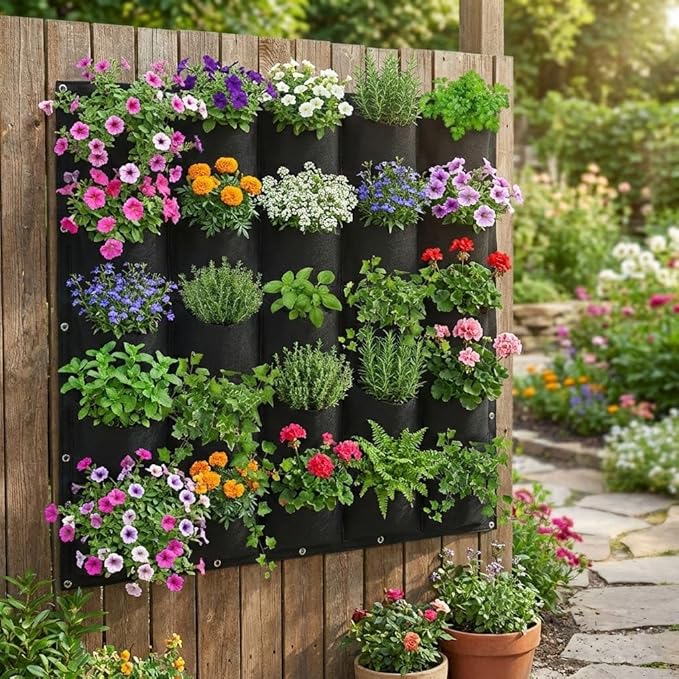 WFIST Vertical Hanging Planter Bag, Breathable Felt Wall Garden Planter