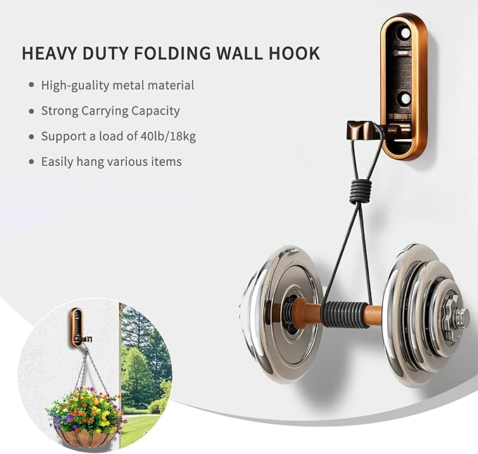 6PCS Foldable Wall Hooks, Zinc Alloy Flip Down Hooks, Retractable Wall Hooks