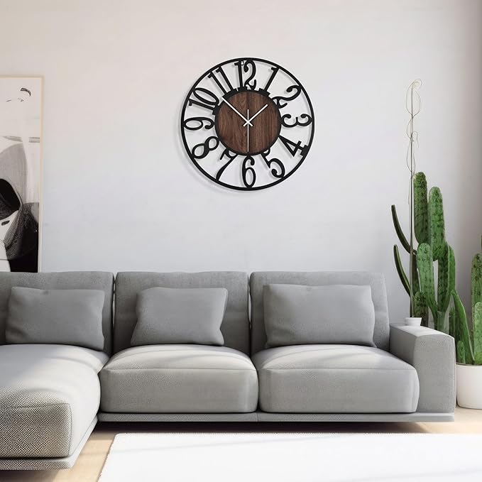 1st owned Large Wall Clock for Living Room Decor- 24" Decorative Antique Silent