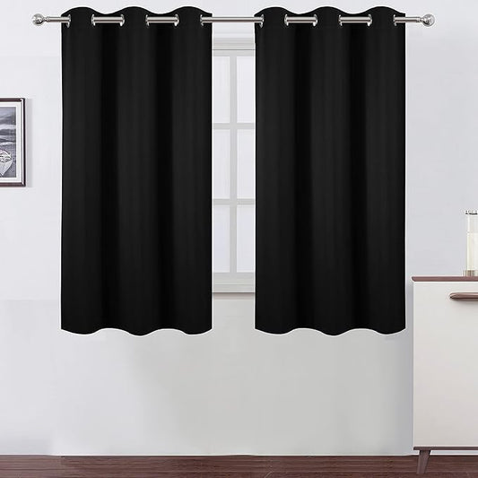 LEMOMO Black Blackout Curtains 34 x 54 Inch Length/Set of 2 Curtain