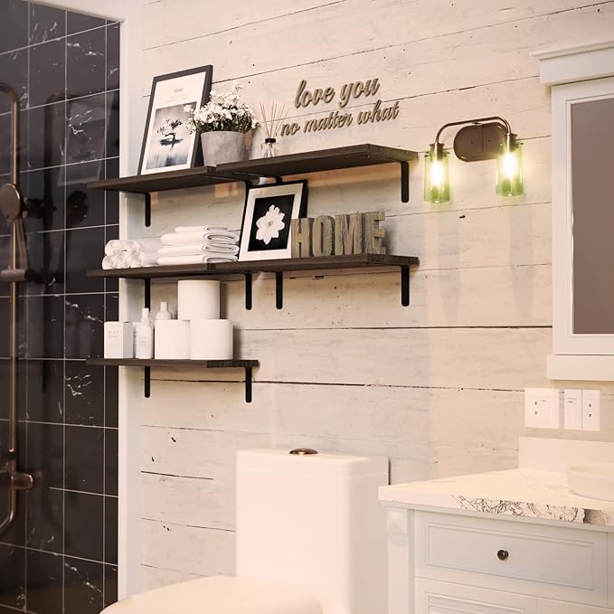 RICHER HOUSE Floating Shelves for Wall Décor, Rustic Wood Wall Mounted Shelves