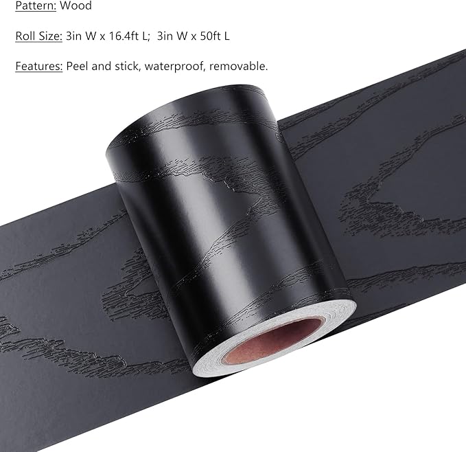 LaCheery Black Wood Mirror Frame Border Peel and Stick Mirror Border Tape Black