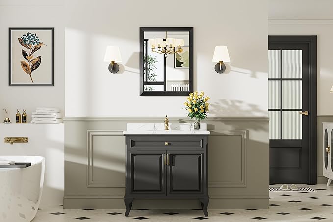 Briivue 24x30 Inch Black Bathroom Mirror