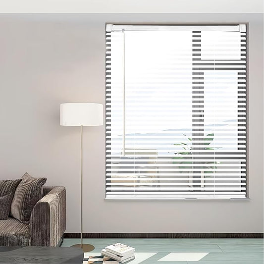 Cordless Vinyl Mini L Blinds 48" W x 64" H, Light Filtering, Arrive 1/2 Inch