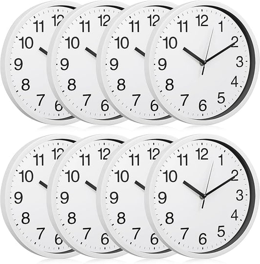 Inbagi 8 Pcs Wall Clock Large Silent Battery Operated Wall Clocks Modern Non