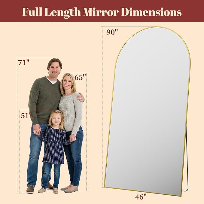Suidia 90"x46" Arched Full Length Mirror