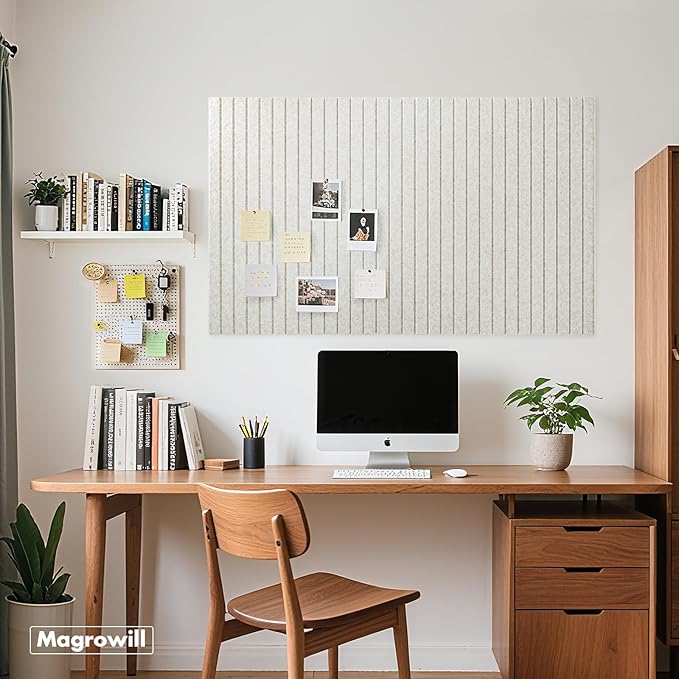 Cork Board Tiles for Wall with Push Pins, Removable 36" x 24" Slat Bulletin