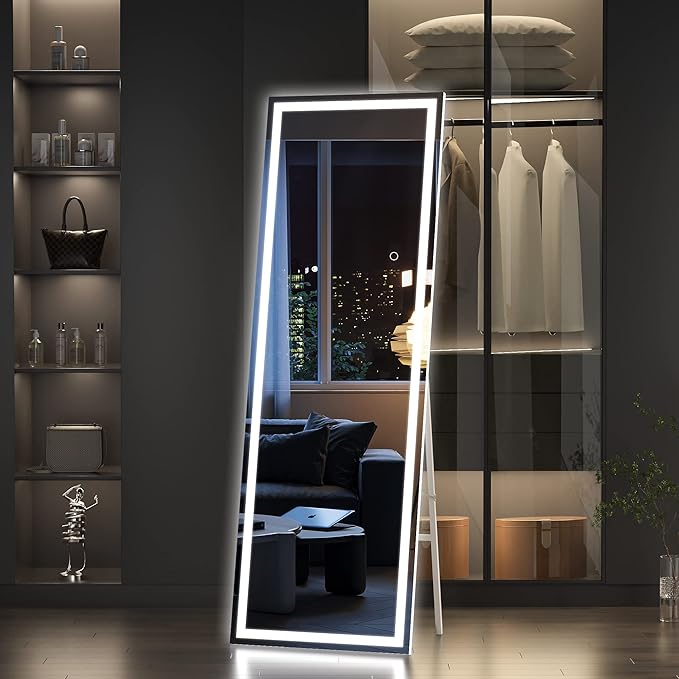 Hasipu Full Length Mirror with Lights, Full Body Dressing Standing, Hanging