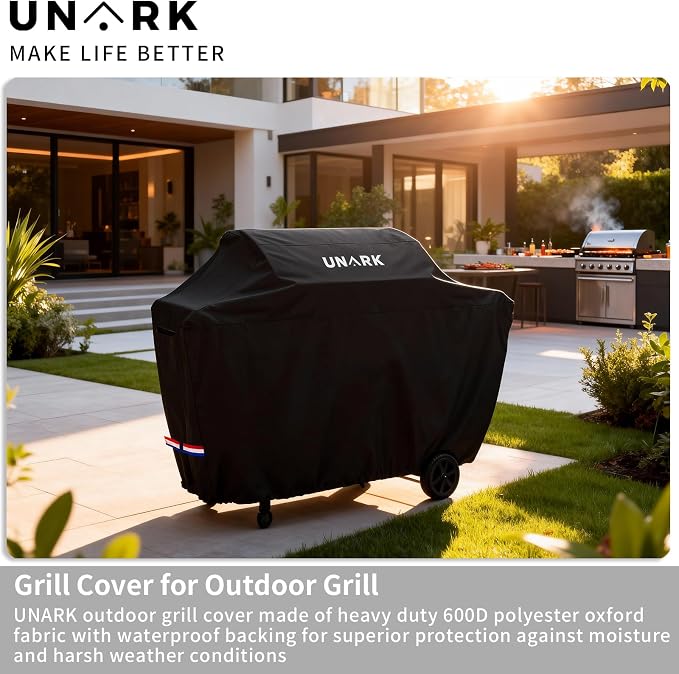 58 inch Grill Cover for Outdoor Grill, Gas Grill Covers Heavy Duty Waterproof Suitable for Weber Genesis 2, All Weather Protection BBQ Cover 58" L x 24" W x 46" H Black