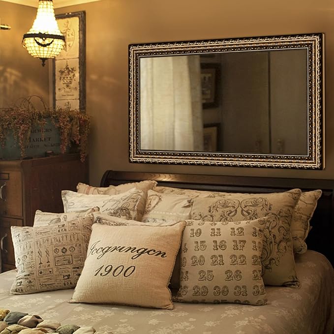 Black&Gold Framed Rectangle Bathroom Mirrors
