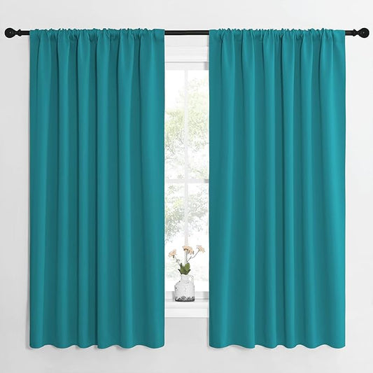 NICETOWN Peacock Blue Blackout Curtains Panels