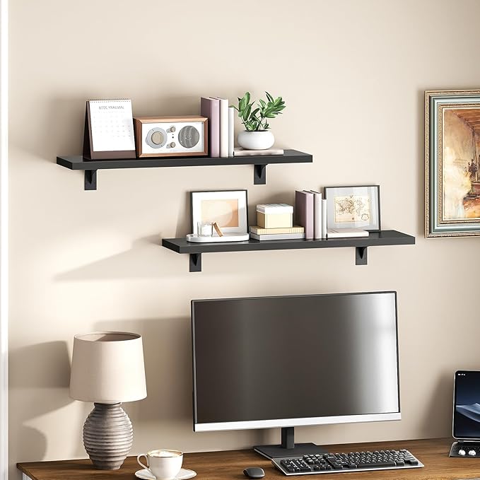 HOOBRO Floating Shelves for Wall, 23.6" Wall Mounted Shelves Set of 2, Hanging