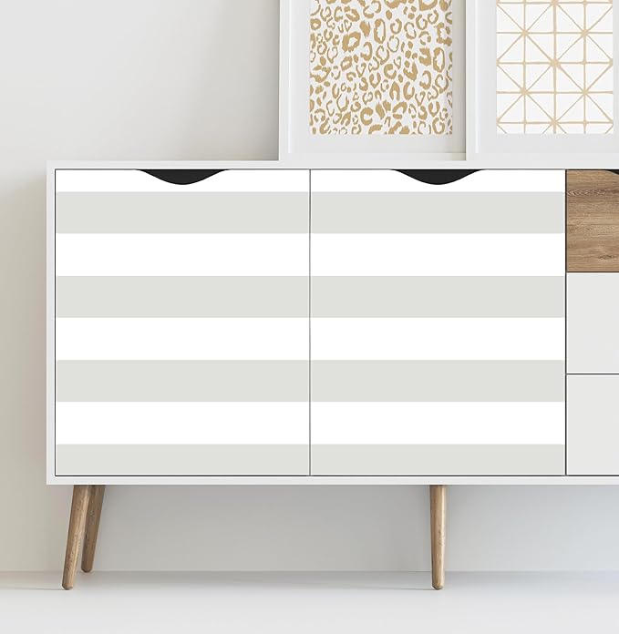 Guvana 17.7"x118" Grey and White Wallpaper Striped Peel and Stick Wallpaper