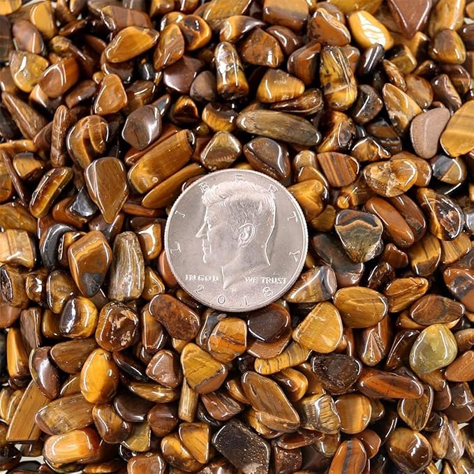 Decorative Rocks, 1 Lb/460g (Fill 0.9 Cup) Tiger's Eye Stones Irregular Gem Pebbles Quartz Gravel for Aquarium Turtle Tank Decoration/Succulent Plants Ornament/Flowerpot Vase Landscape