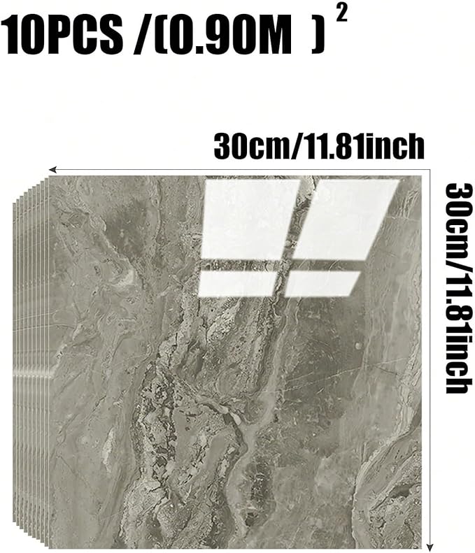Chejiaye 10pcs Marble Peel and Stick Backsplash Waterproof Washroom Wall Panels