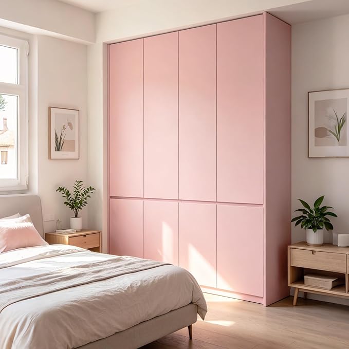 FUKU MON Soft Pink Peel and Stick Wallpaper 24" x 394" Solid Matte Textured