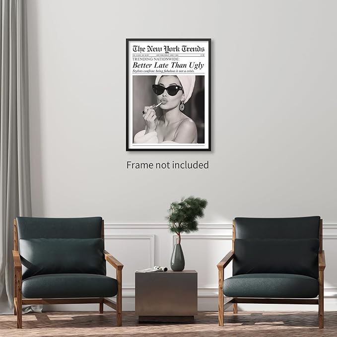Trendy Newspaper Posters Better Late Than Ugly Wall Art Vintage Black And White