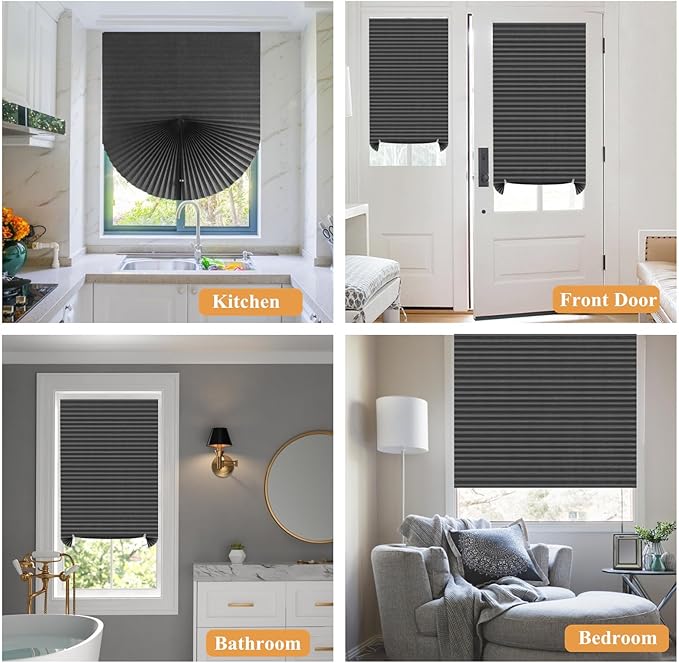 Window Blinds Cordless Blackout No Drill Cut to Size Clip On Stick On Self