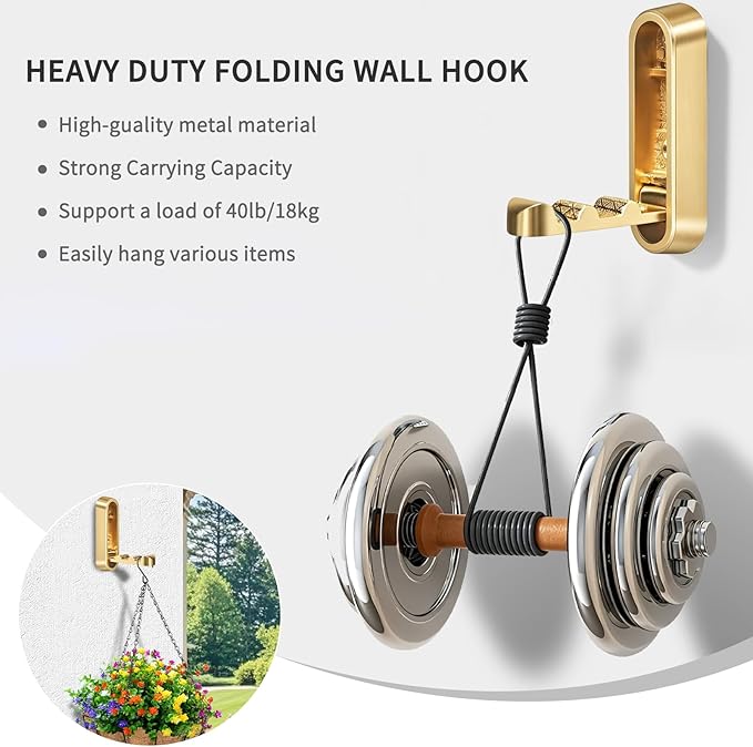 6PCS Foldable Wall Hooks, Zinc Alloy Flip Down Hooks, Retractable Wall Hooks