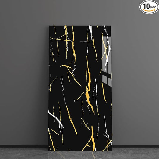 Haimin Wall Panels Peel and Stick 10 Pieces 23.6x11.8in Black Lightweight