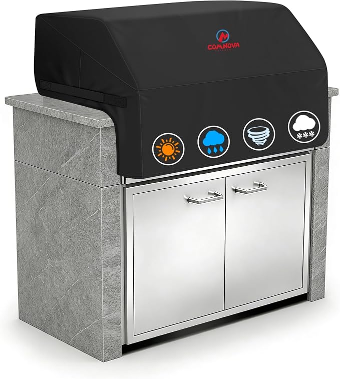 Comnova Built-in Grill Cover for 48 Inch - 600D Island BBQ Grill Top Covers Heavy Duty & Waterproof, Premium Built in Barbecue Cover for Char-Broil, Napoleon, Bull, Weber and More - 48 x 29 x 26 Inch
