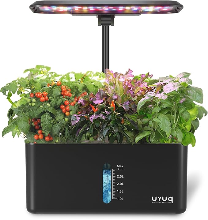 URUQ Hydroponics Growing System Garden: 8 Pods Indoor Herb Garden with Grow Light Plants Germination Kit Quiet Automatic Hydroponic Height Adjustable - Gardening Gifts for Women Kitchen