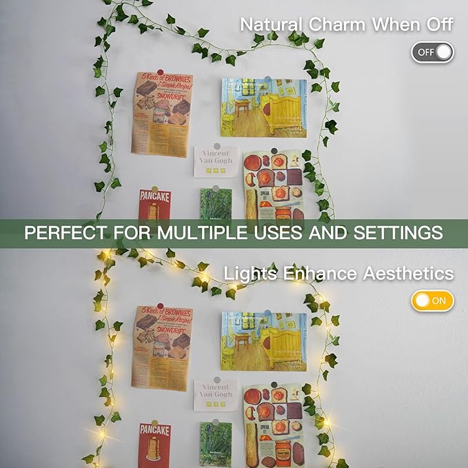 suddus Vine with Fairy Lights Battery Operated, 13.1ft 40 LED Ivy String Light