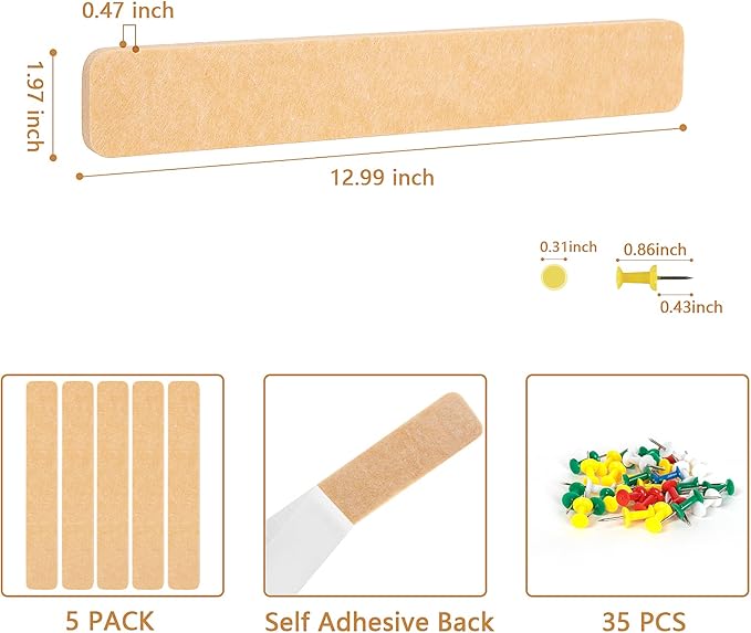 5 Pack Felt Pin Board Bar Strips Bulletin Board