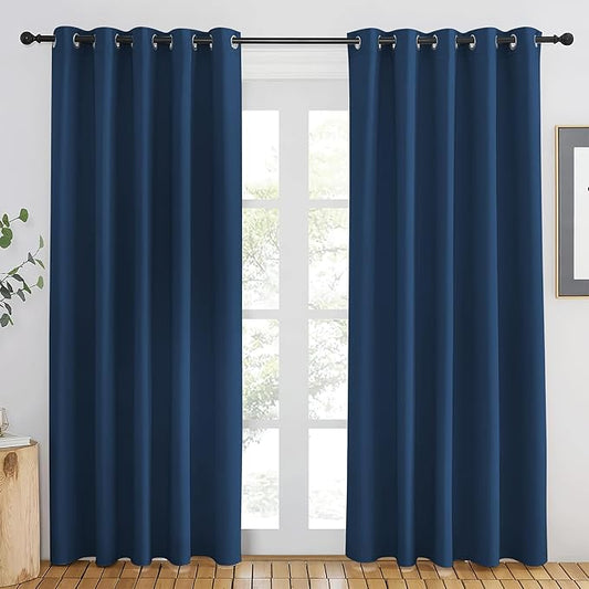 NICETOWN Moroccan Blue Blackout Curtains 84 inch Length, Grommet Top Room