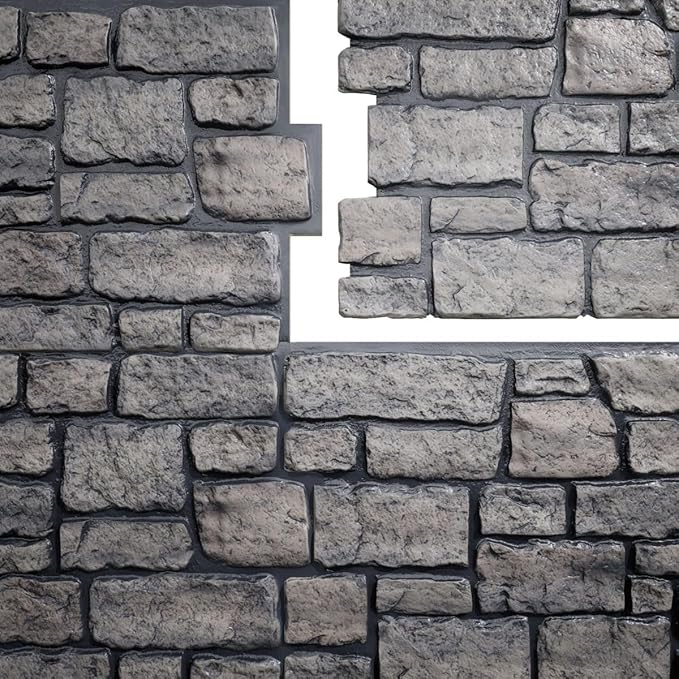 EverStone Cobblestone Faux Stone Panel, Lunar Color