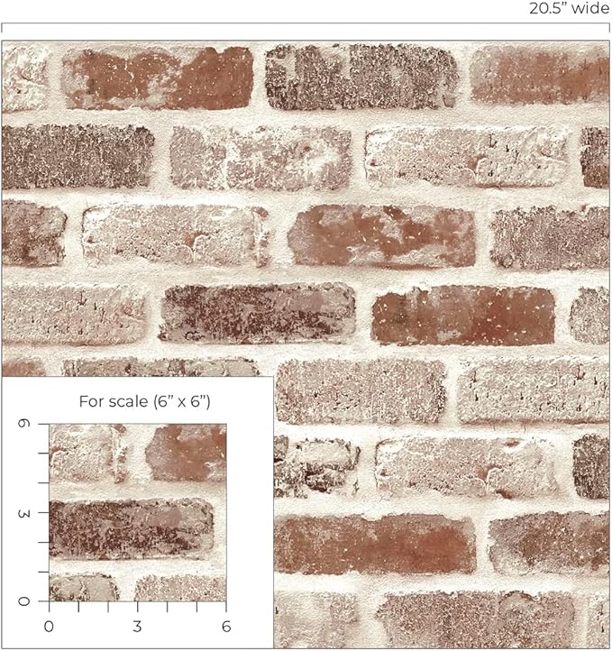 NextWall Washed Faux Brick Peel and Stick Wallpaper