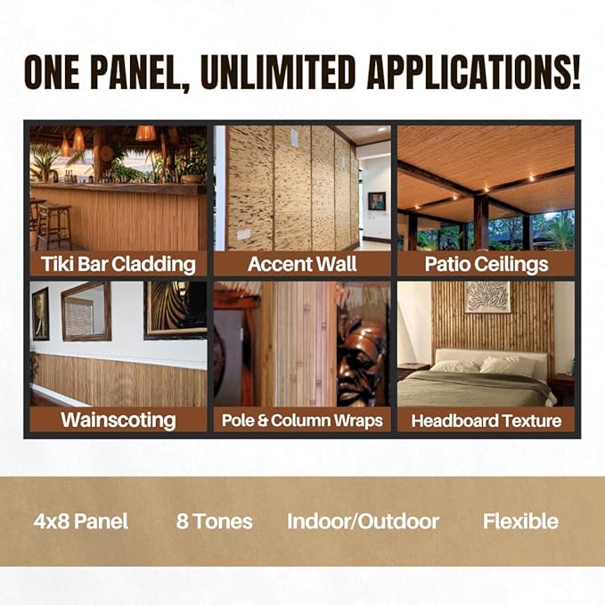 amaZulu Natural Bamboo Wall Panels 4x8 — Dark Brown Tambor Cladding, Rich Deep