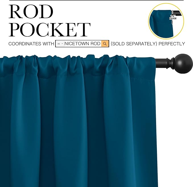 NICETOWN 2 Panels Blackout Curtains, Rod Pocket Window Curtains Room Darkning