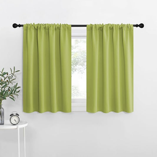 NICETOWN Fresh Green Kitchen Curtains, Short Blackout Curtains & Drapes