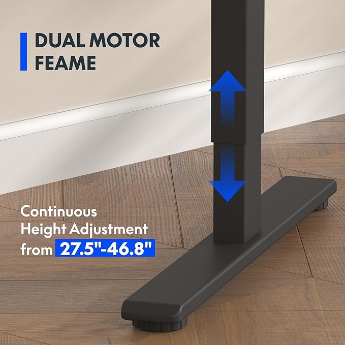 FLEXISPOT E3 Dual Motor Electric Standing Desk 55 x 28 Sit Stand Up Desk, Holds 220 lbs, Adjustable Height w/Memory Presets, One-Piece Maple Desktop & Black Frame, Ships in 2 Boxes