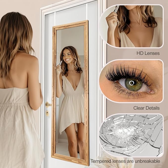 48"x14" Door Mirror, Rustic Full Length Mirror, Over The Door Hanging Mirrors