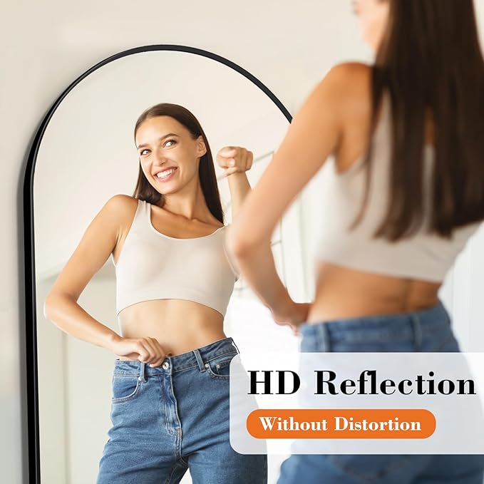 Sweetcrispy 56"x21" Arched Full Length Mirror, Leaning or Standing Full Body