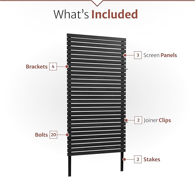 6ft H x 3.1ft W No Dig Enclo Aspen Charcoal Wood Privacy Screen, Decorative