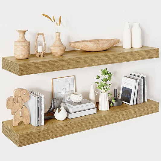 Heimlove Floating Shelves for Wall 36 Inches Long, 9.3" Deep Oak Floating Shelf